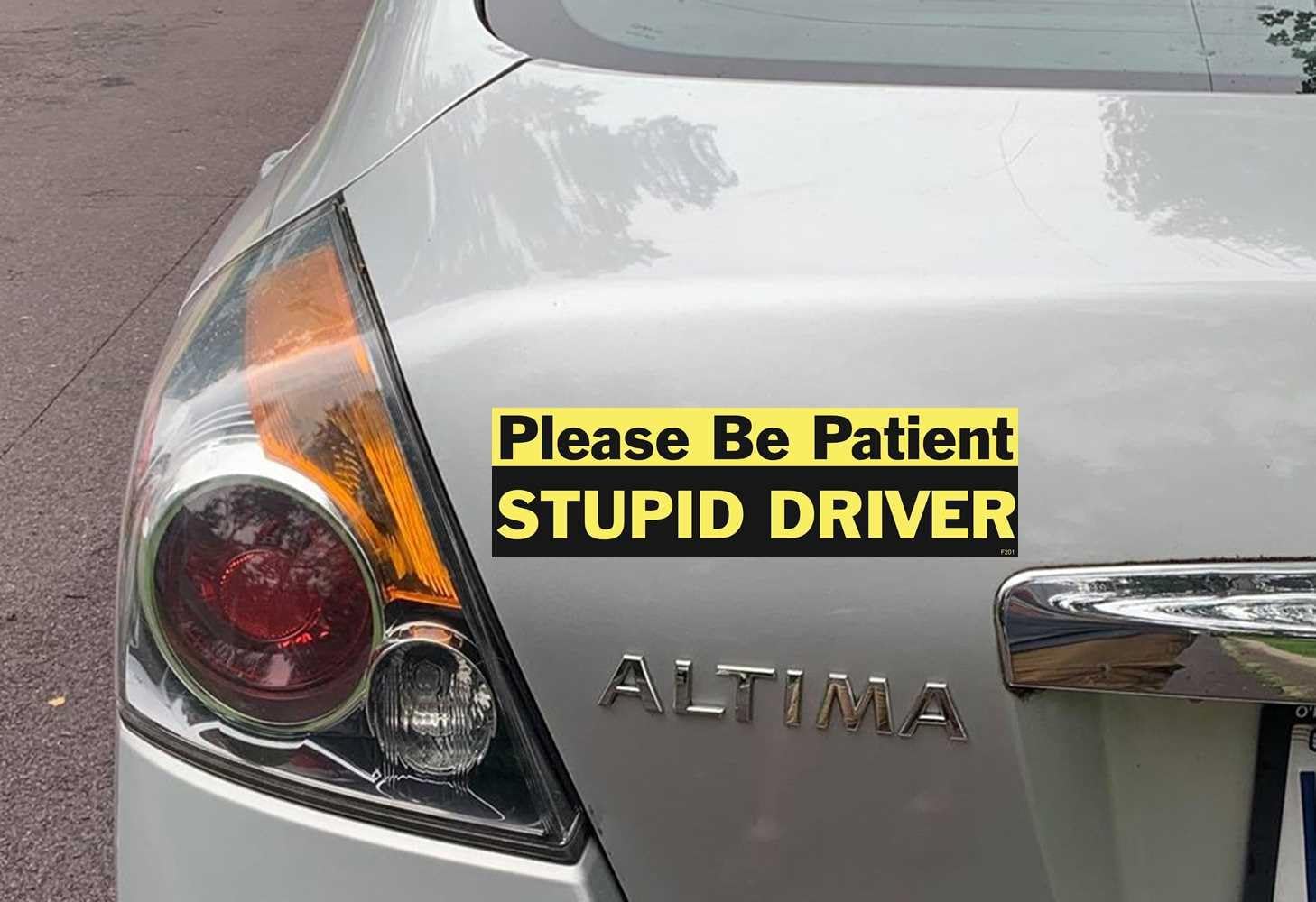 Gear Tatz - Please Be Patient Stupid Driver - Funny, Parody - Bumper Sticker - 10 x 3 inches - Professionally Made in The USA (Magnetic, X5)