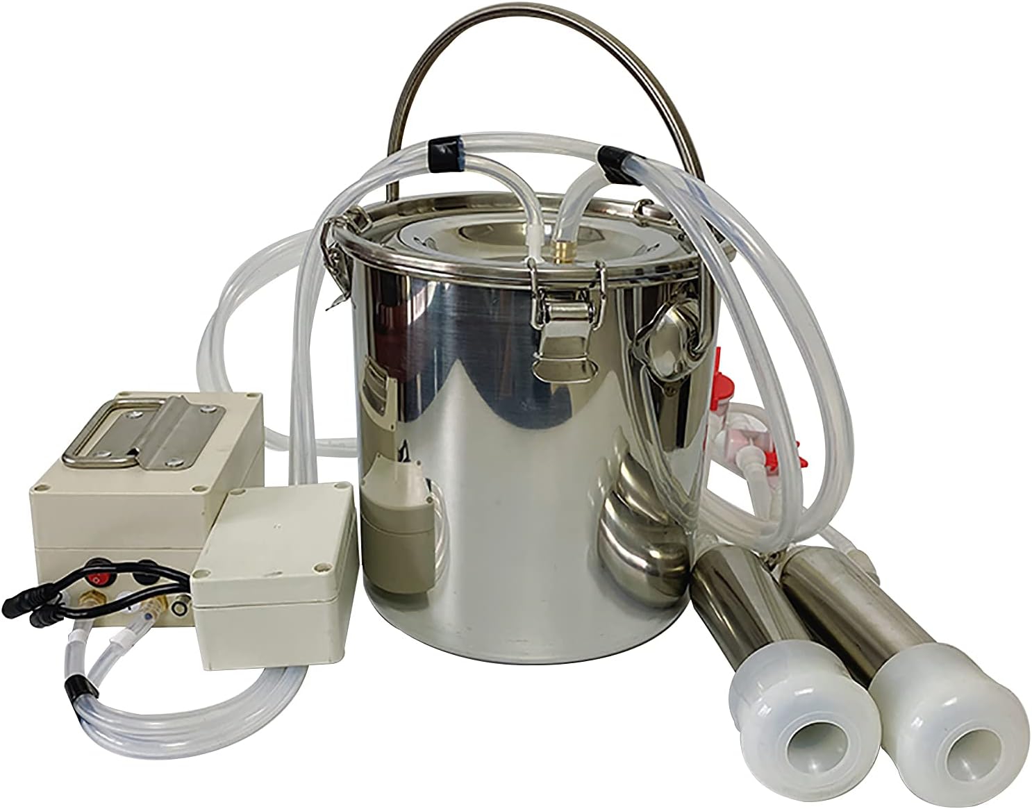 牛搾乳機脈動充電式バッテリー真空ポンプ搾乳器 贈呈 自動ポータブル家畜搾乳装置5l 7l 14l牛用ステンレス鋼バケツ 9l