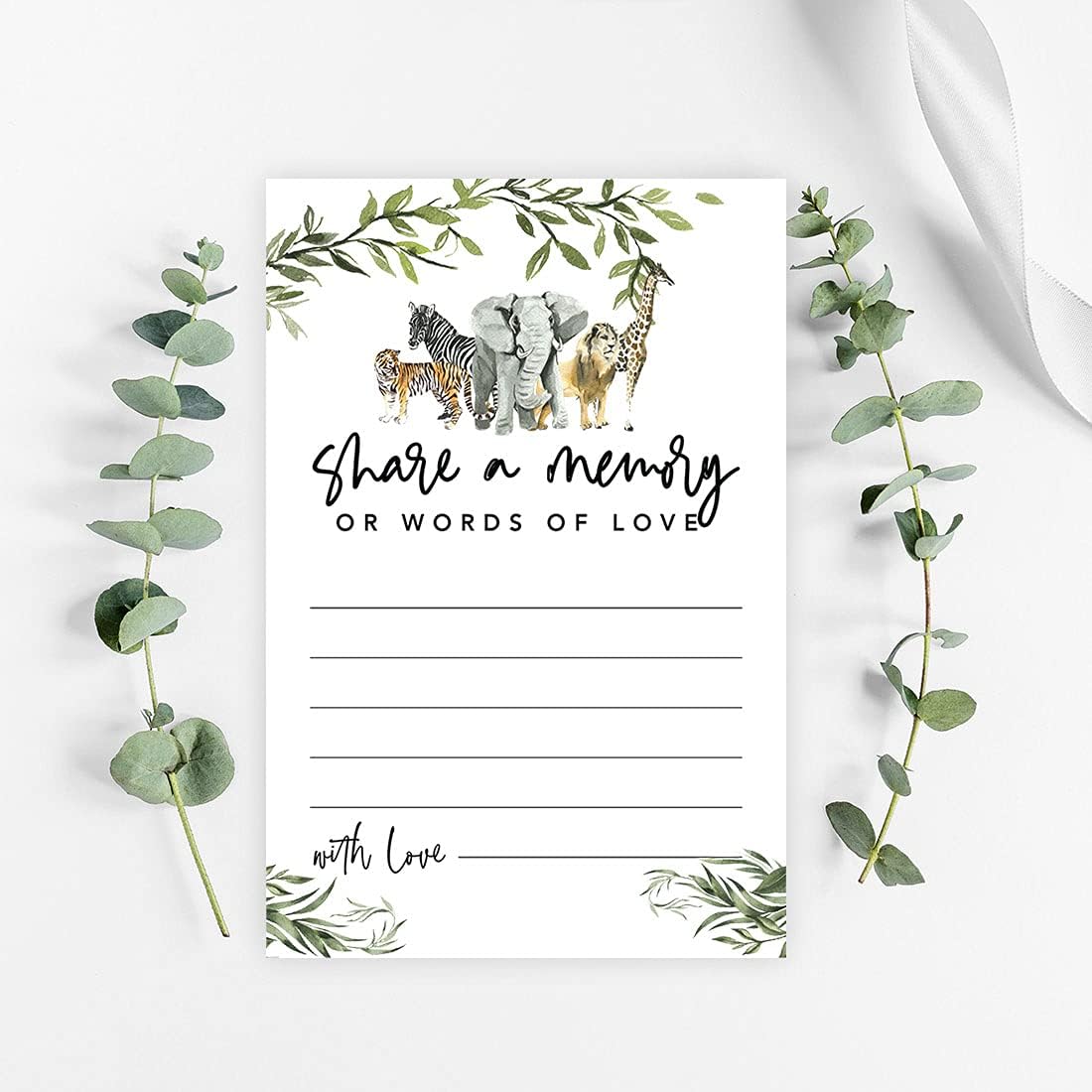 Andaz Press Share a Memory Cards, Jungle Animals 4" x 6" Cards for Baby Shower, Birthday, First Birthday, Life Memories, Gender Reveal, Guestbook Alternative, 52-Pack