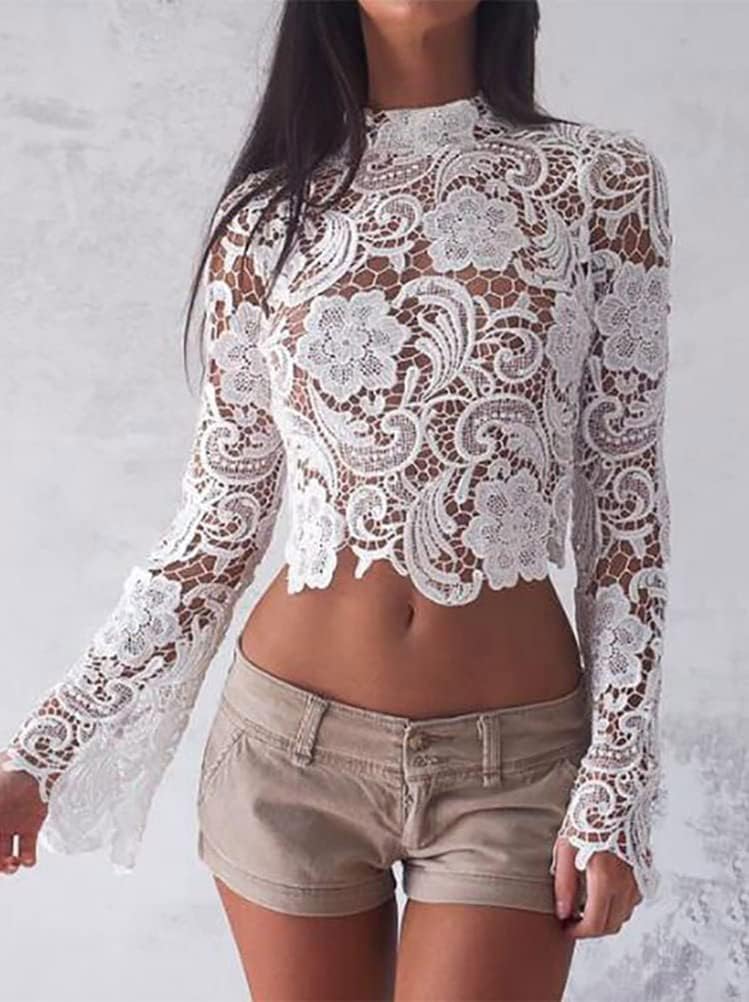ladies white lace blouse