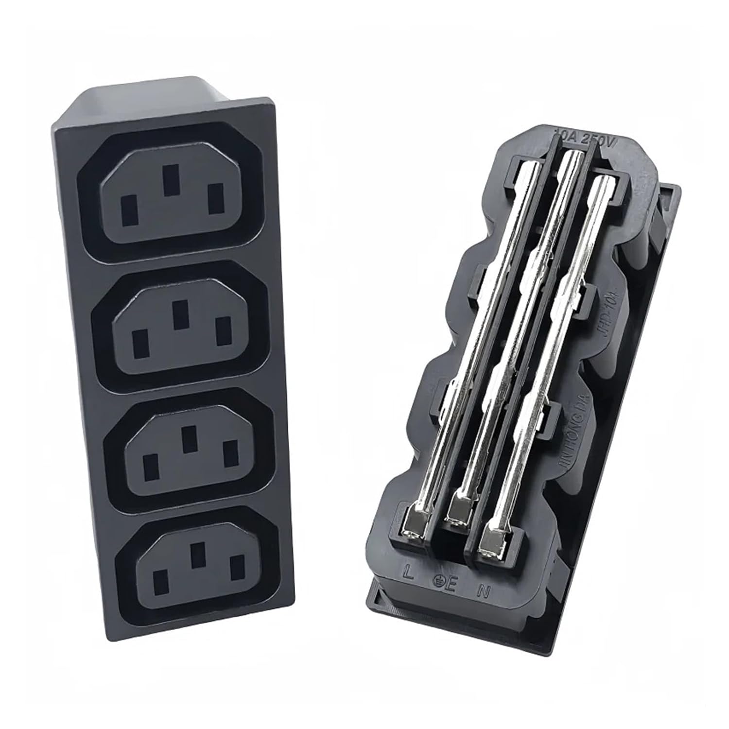4 Outlet Way IEC C13 Female Connector PDU Outlet, Industrial Power Strip Black Power Connector Outlet