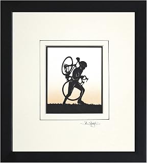Cyclo-cross Cyclocross Cyclist Original Signed Hand Cut Silhouette Papercut Art by John Speight in Black Frame - Gift for Him