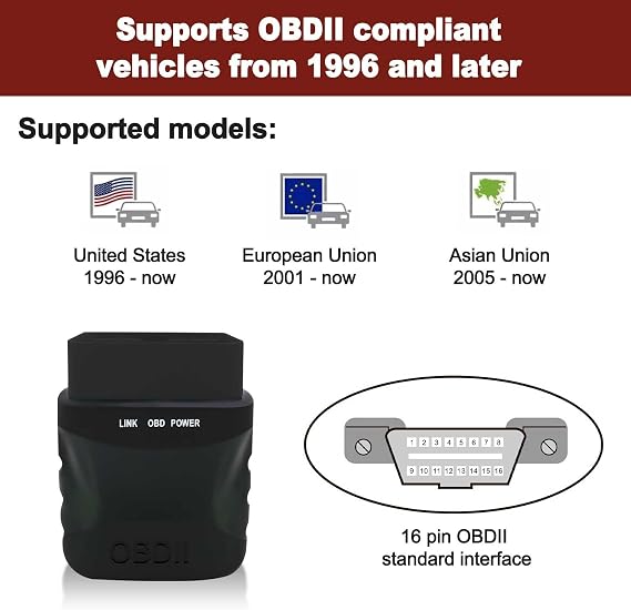 V015 OBD2 Scanner, Automotive OBD II Scanner Fault Diagnosis, Vehicle Code Reader for Check Engine Light, Adapt to OBD2 Protocol Models