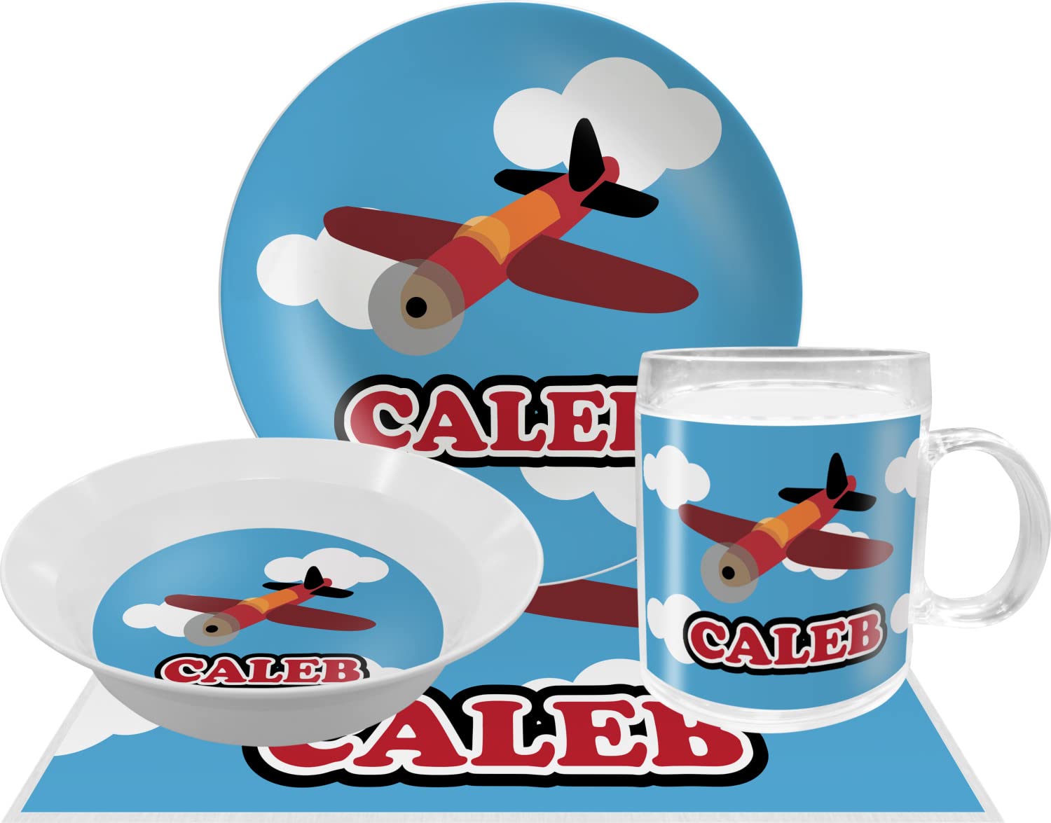 Personalized Airplane Melamine Bowl - 12 oz
