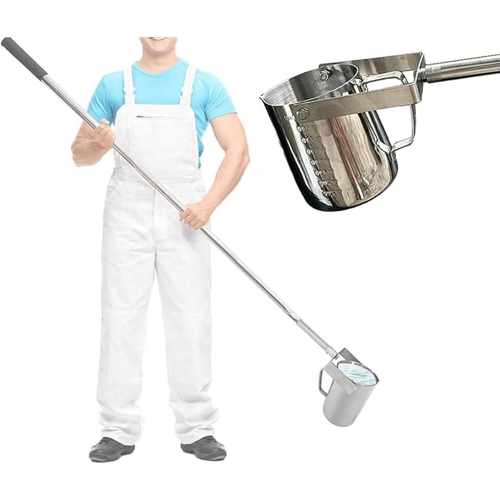 Kit de toma de muestras de agua de acero inoxidable (2 pies 22.9 pies) de 1000 ml con poste extensible plateado para análisis de calidad de agua y análisis de calidad de agua
