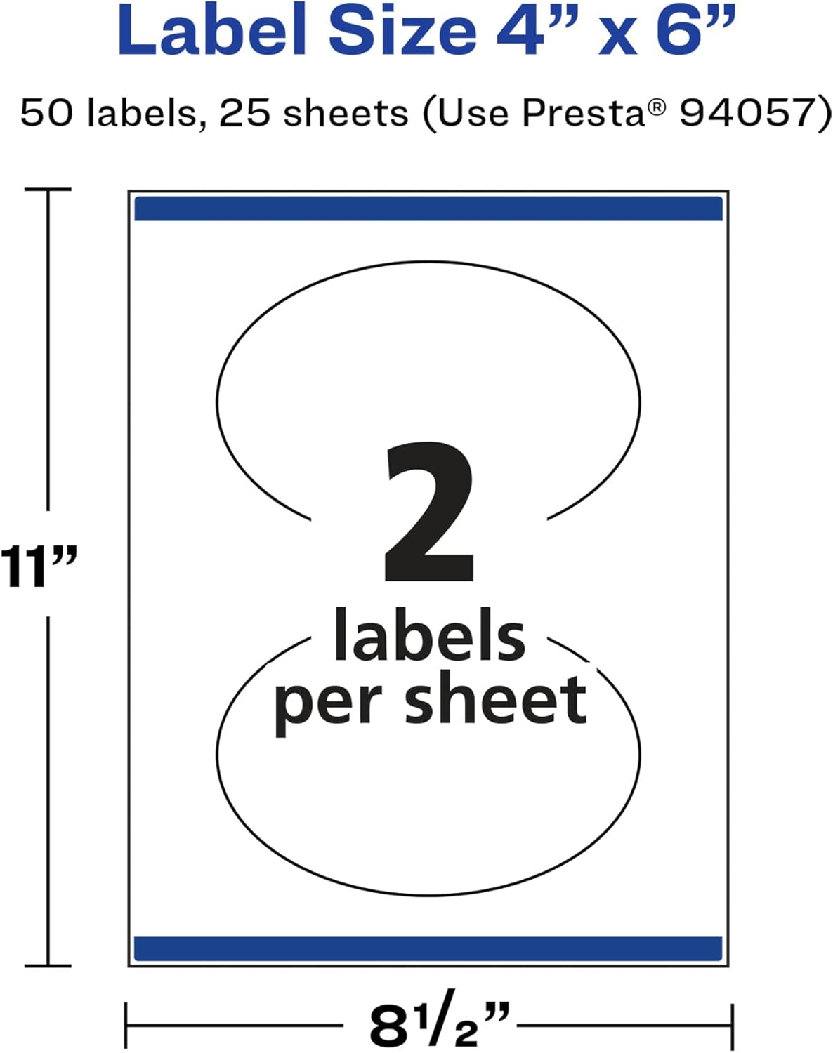 Avery Glossy White Oval Labels, Sure Feed Technology, 4" x 6", 50 Glossy White Labels, Print-to-The-Edge, Permanent Adhesive, Laser/Inkjet Printable