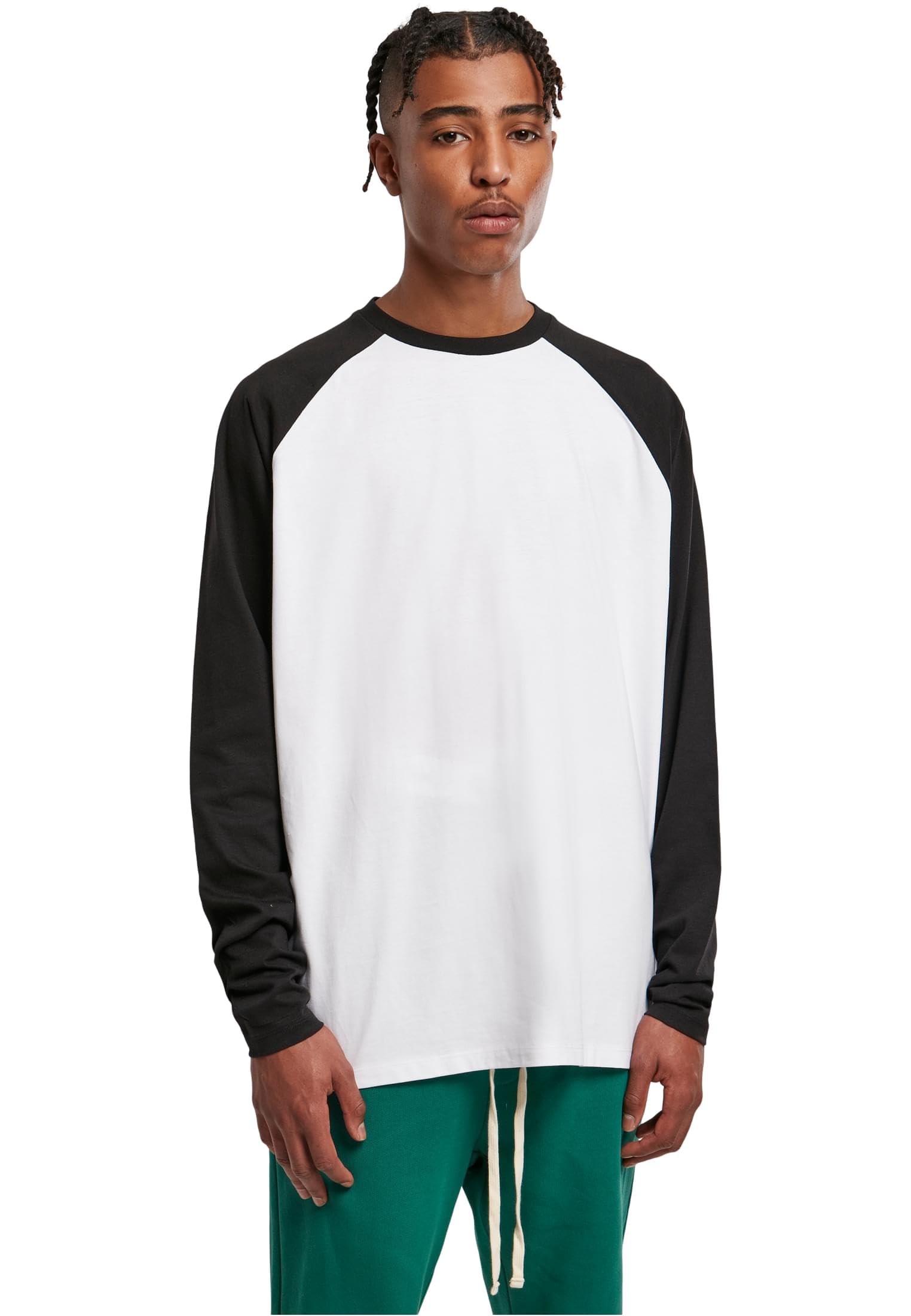 Urban Classics Men's Organic Oversized Raglan Long-Sleeved T-Shirt, White/Black, XXXX-Large