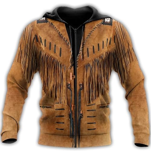 keephen Hombres Nativo Americano Indio Impreso en 3D Sudaderas con Cremallera Sudadera Sudadera con Capucha Sudadera Ropa Deportiva Chaqueta Casual