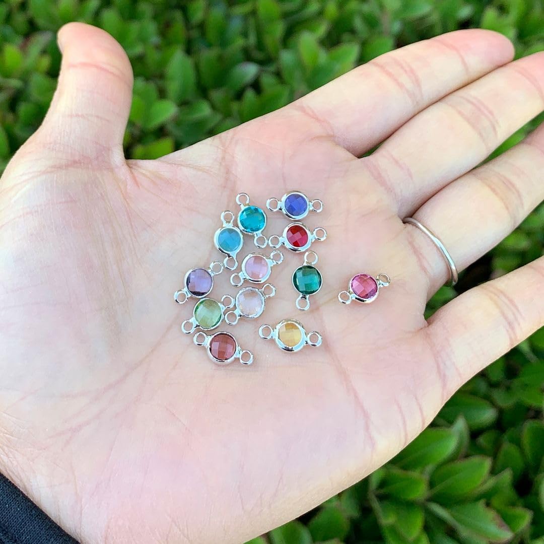 1 Set Adabele Grade A Mixed Birthstone Connector Links 6mm Crystal Bead Sterling Silver Plated (12pcs) for Women Men Jewelry Making CCP26 - Image 2