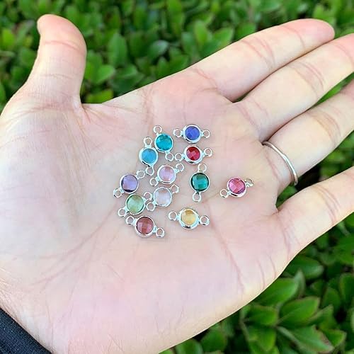 Miniatura 10 de Adabele - Juego de conectores de dije de piedra natal mixta de grado A, 0.31 pulgadas, cuentas de cristal austriaco, chapado en oro de 14 quilates