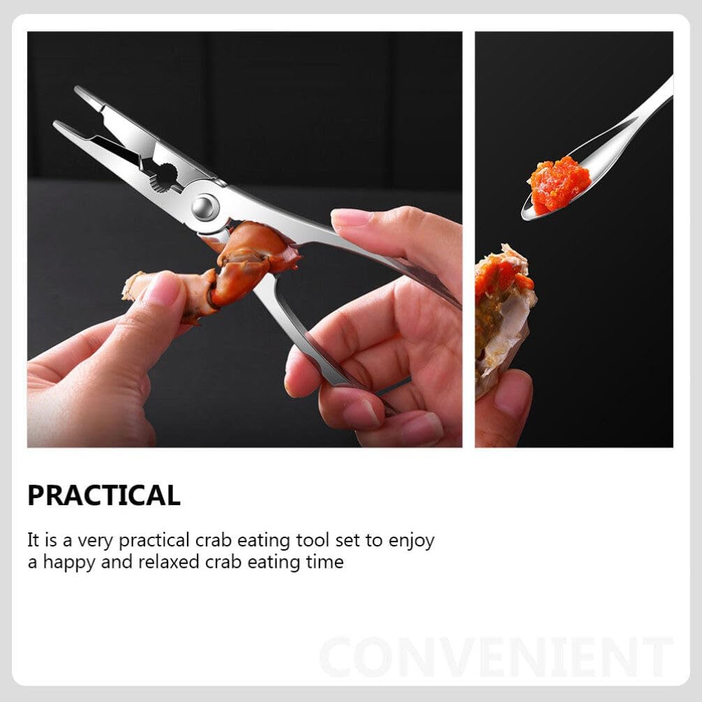 UPKOCH 3sets Stainless Steel Crab Eating Tool Crab Plier Needle Portable Seafood Tools for Families and Restaurants