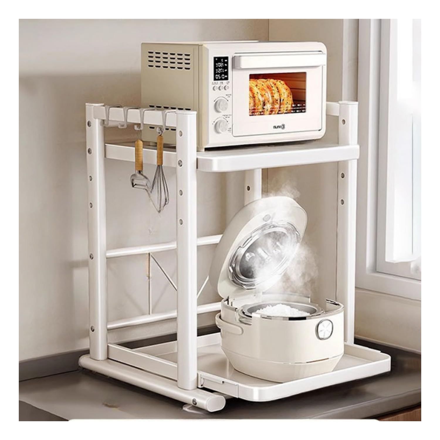 Amazon.co.jp: Quxxuol 炊飯器置き台 レンジラック 2段式 炊飯器ラック 