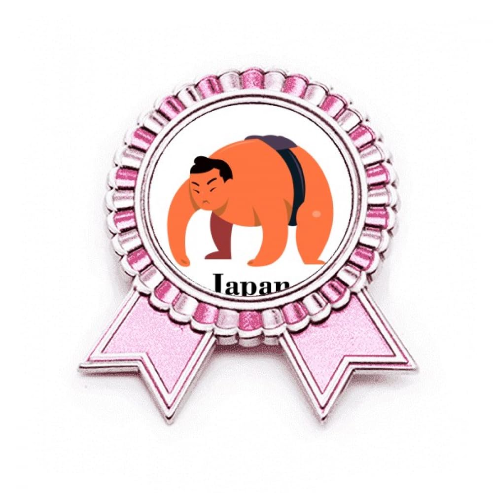 Médaille de lutte sumo japonais en métal rose avec broche prix gagnant - 4