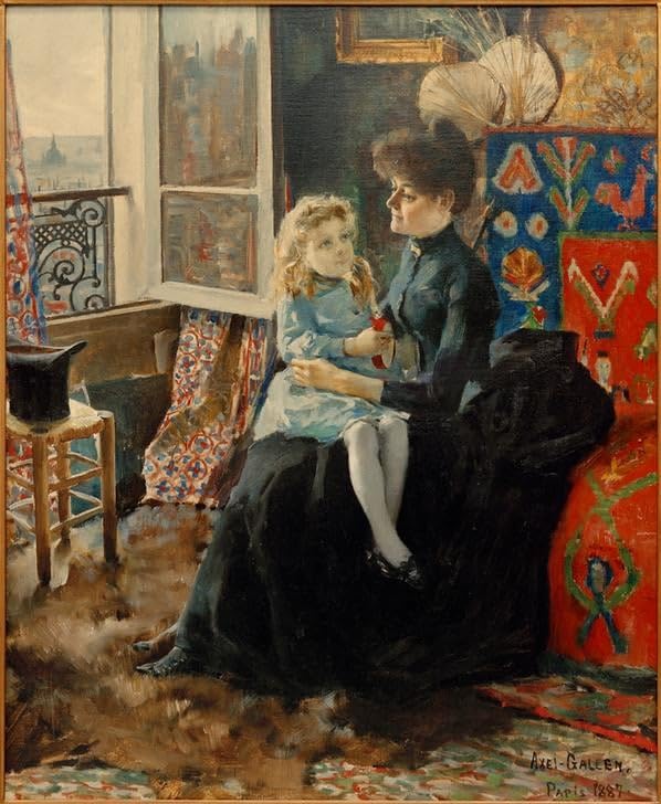Impression d'art Mère et enfant Gallen Kallela - Toile 60x90cm pour décoration salon chaleureux