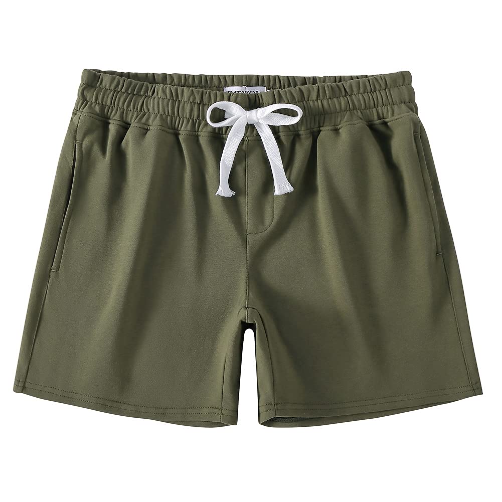 NIMENJOJA Mens 5.5" Athletic Gym Shorts Cotton Jogger Workout Lounge Jersey Zipper Pocket Sweat Shorts