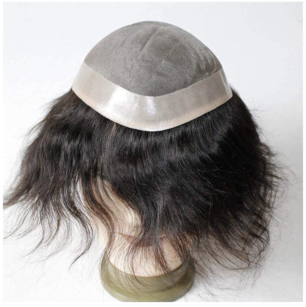 Men Human Hair Toupee Patch Hair Replacement System for Men Mono Lace Thin Skin Men's Toupee Wigs #2 Brown Color 9x7 Inch-image-18