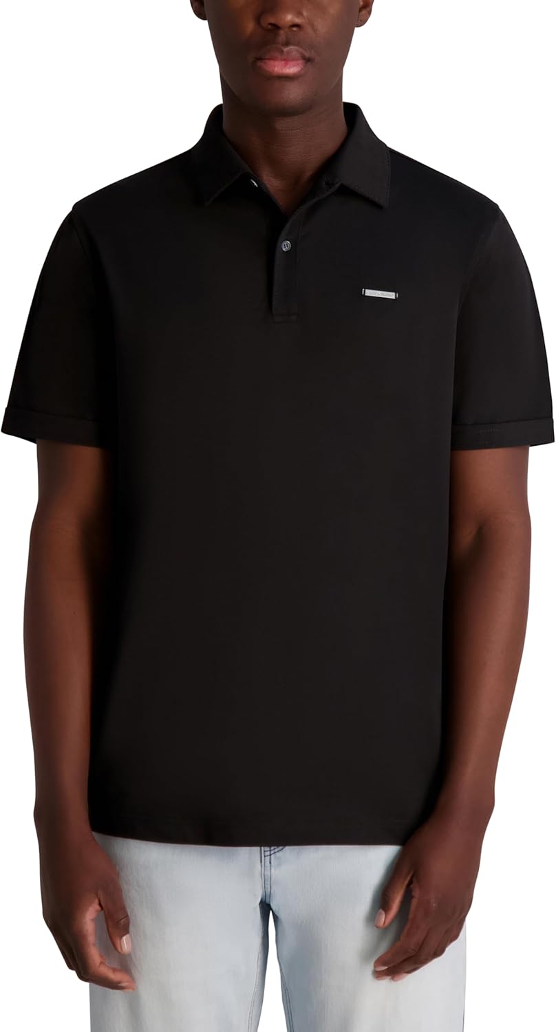 KARL LAGERFELD Mens Basic Collared Short Sleeve Polo