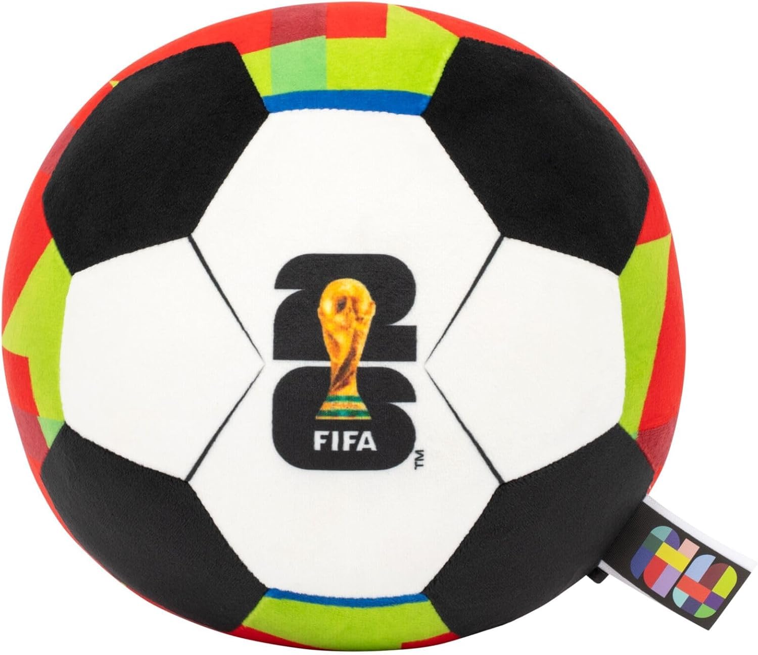 Jazwares Ballon de football FIFA® en peluche rouge de 22,9 cm – Peluche douce de collection Coupe du Monde ™ – Motif officiel FIFA® – À partir de 3 ans