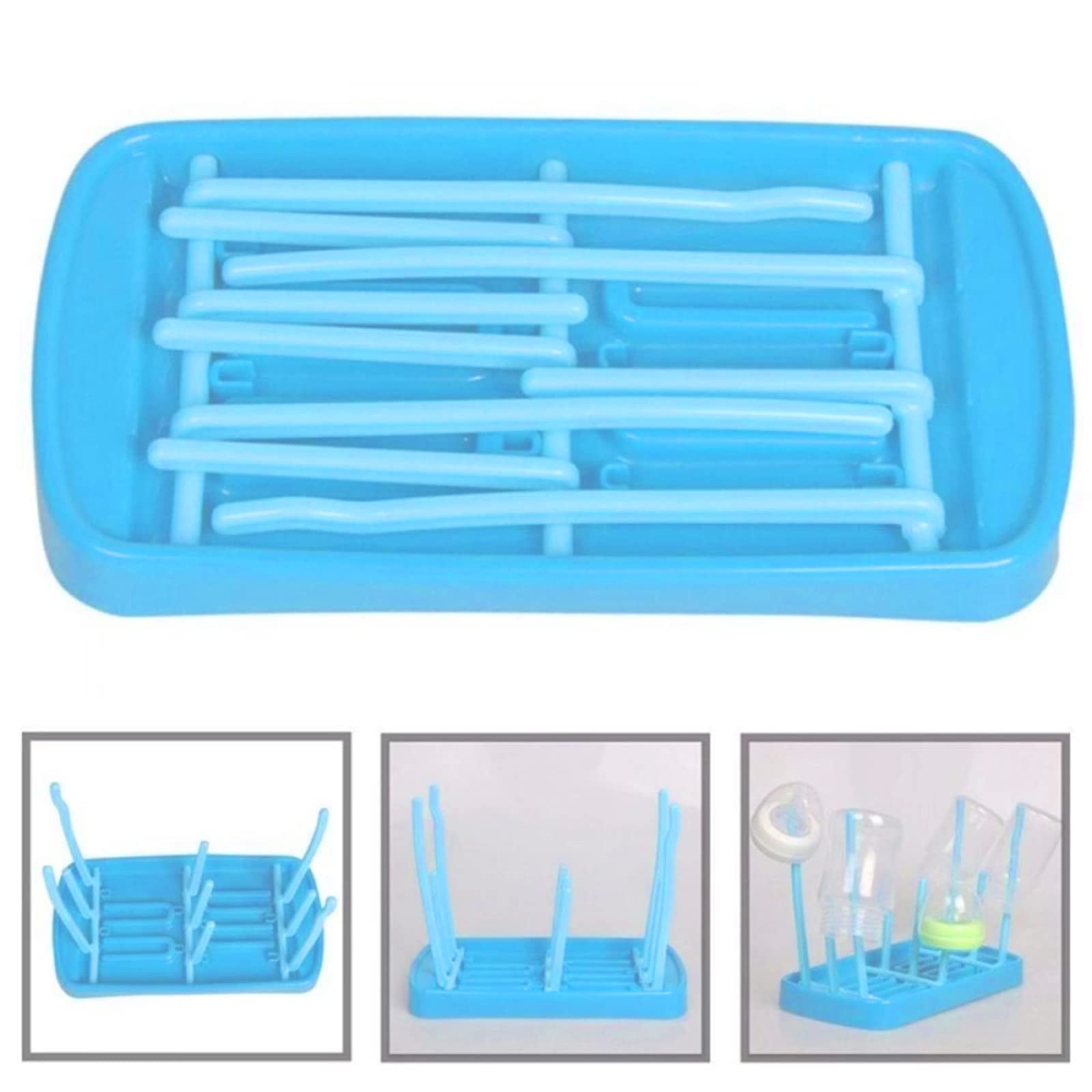 TMRBBesty Rastrelliere Asciuga Biberon,Asciuga Biberon,Scolabiberon,Bottiglia Stendino Scolabiberon,Viene fornito con 1 una spazzola per bottiglia di latte in silicone,Tazze da Bambino,Blu