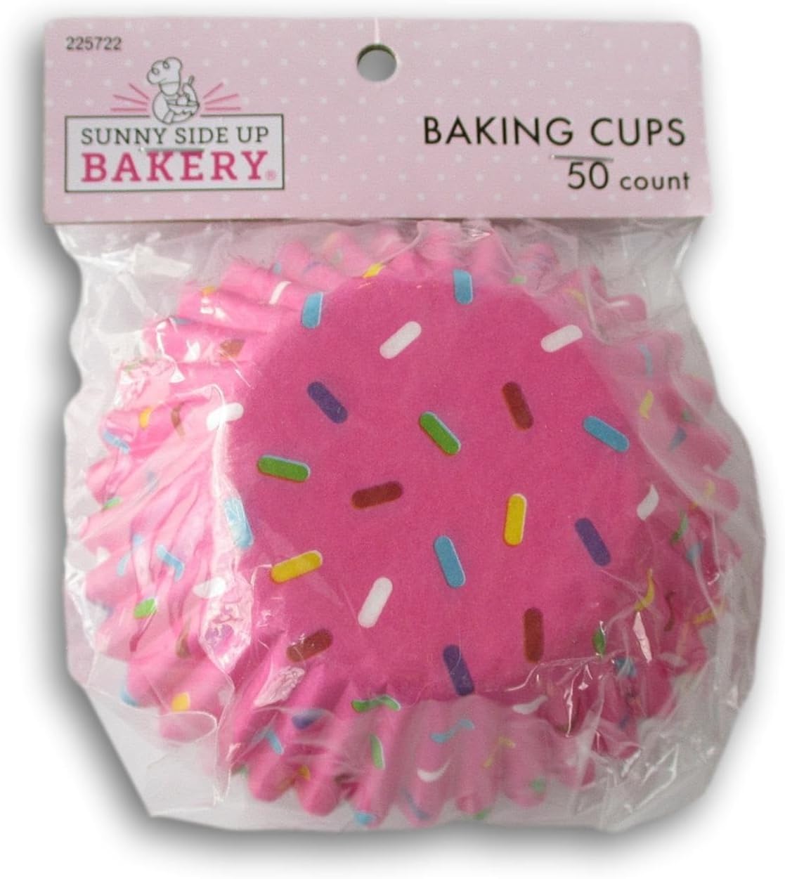 Pink Sprinkles Decorative Baking Cups - Patterned Paper Liners for Cupcakes, Muffins (Standard Sized) - 50 Count