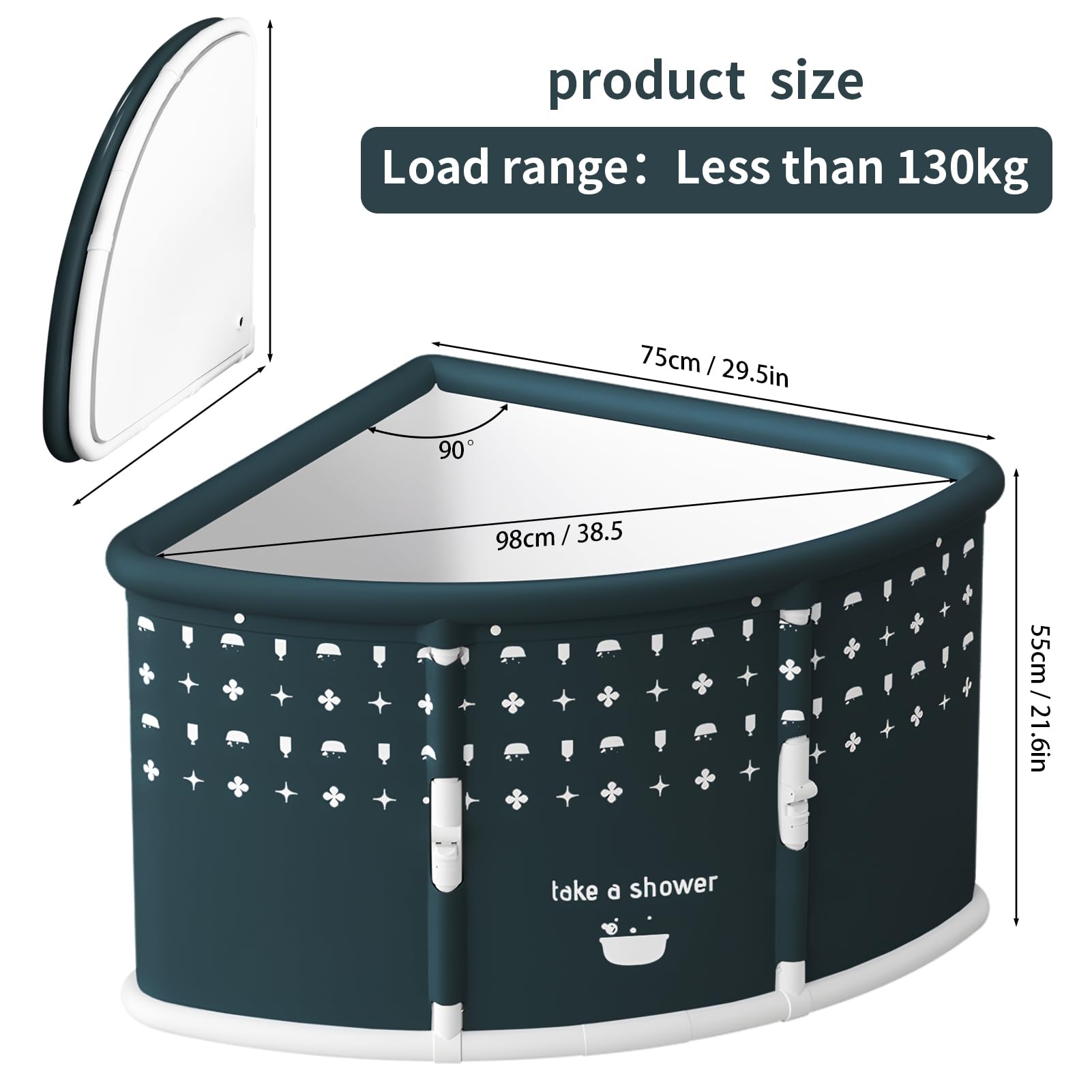 Baignoire pliable en forme d'éventail - Portable - Idéale pour les adultes - Gain de place - Pour petites salles de bains - Vert