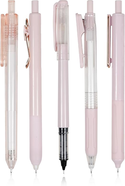 Dacono Pack of 5 Gel Pens Coloured Writing Set, Aesthetic Retractable