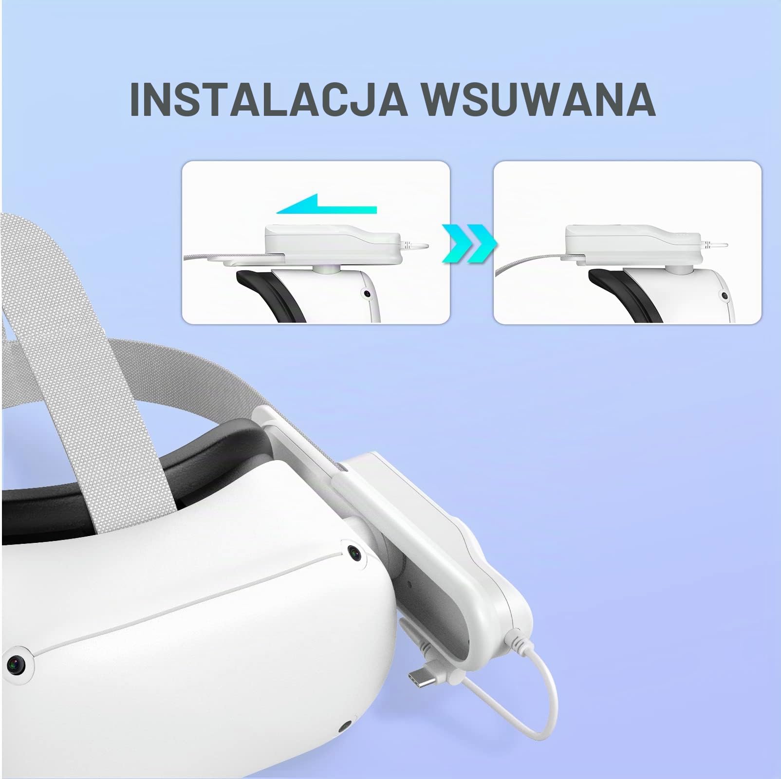 Akumulator wielokrotnego ładowania do Meta/Oculus Q-uest 2, 5000 mAh, przenośny powerbank, kompatybilny z Elite Strap, lekka konstrukcja, rozszerzona moc do VR, szybsze ładowanie, wydłużony czas pracy