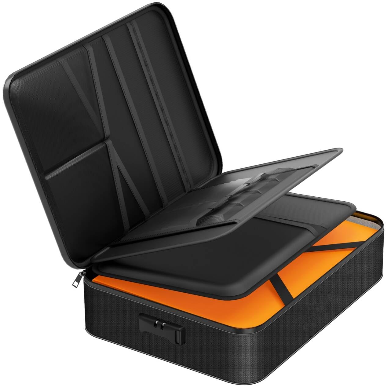 Noiposi Black Fireproof Document Box With Lock, 8 Layers Heat Insulated Fire Proof Money Bags,Fireproof Documents Organiser Storage Case For A4 Files, Certificates, Passports, Cash, Contract