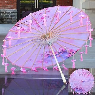 Parasol Asian Japanese Chinese Oil Paper Umbrella Decorative Wooden Handle Classical Colorful Painting Dancing Props for Wedding Fancy Dress Cosplay Photography Dancing