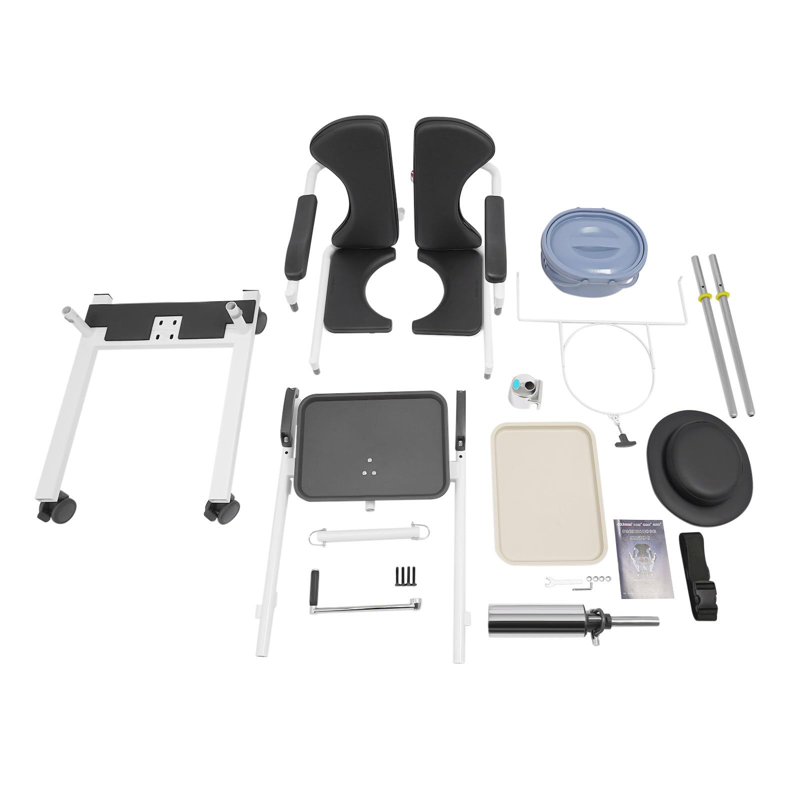 Silla elevadora hidráulica para pacientes 5 en 1, altura ajustable, asiento dividido de 180°, 150 kg, bandeja extraíble con ruedas de freno para personas mayores y discapacitadas, hogar