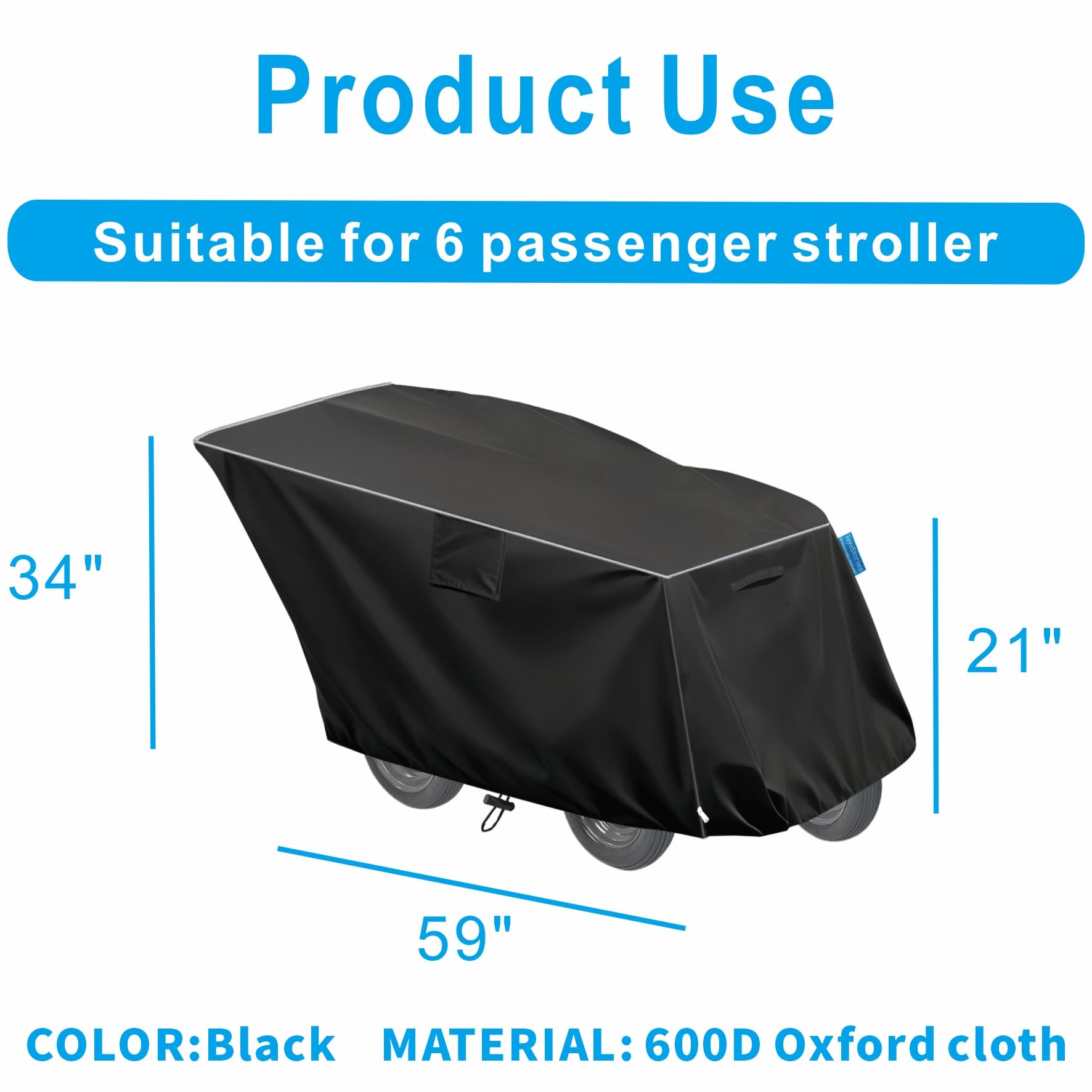 Copertura compatibile con Angeles Bye Bye Buggy, copertura per passeggino a 4 posti passeggero, resistente tessuto Oxford 600D, impermeabile e antipolvere, nero (solo copertura) (nero, copertura per 4