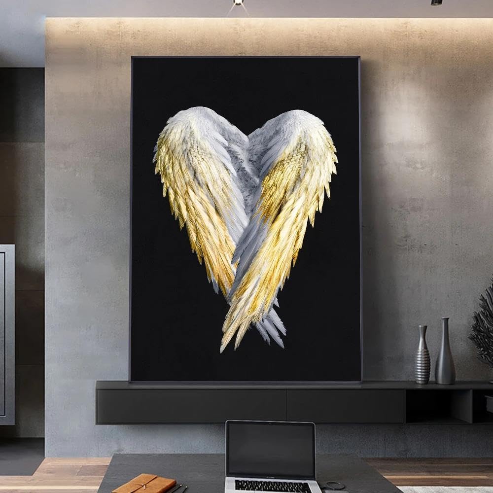 Yocheng Pinturas en lienzo de alas de ángel,carteles e impresiones abstractos de alas blancas,imágenes artísticas de pared para la decoración del hogar de la sala de estar 40x50cm Sin Marco