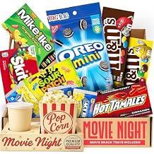 Movie Night Supplies Candy Variety Pack Movie Gift Basket Includes Theatre Candy Assortment, Snack Trays, Popcorn Buckets Date Night Kit & Housewarming Gifts by CraveKraft