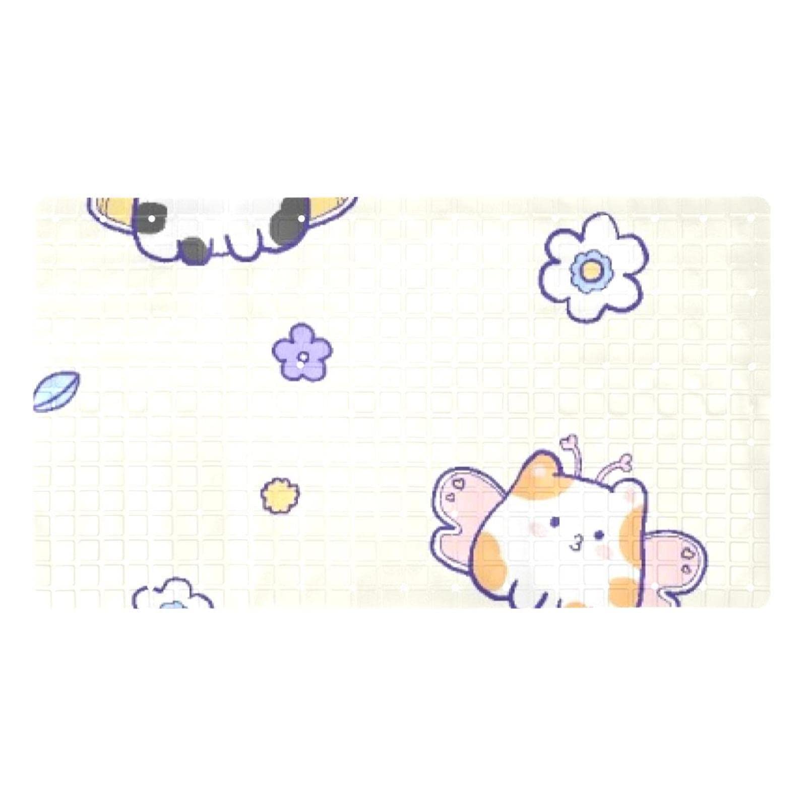Tapis de baignoire antidérapant chat volant 41x71 cm pour enfant et senior