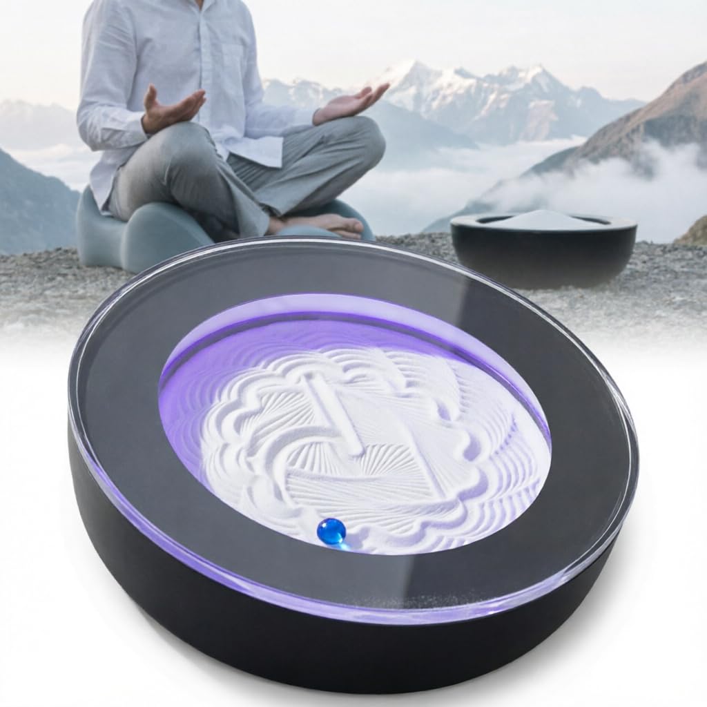 Bandeja de Arte con Arena Zen con 19 Patrones y 7 Luces LED de Colores, Mesa de Arena magnética controlada por aplicación para aliviar el estrés y Reducir la ansiedad.