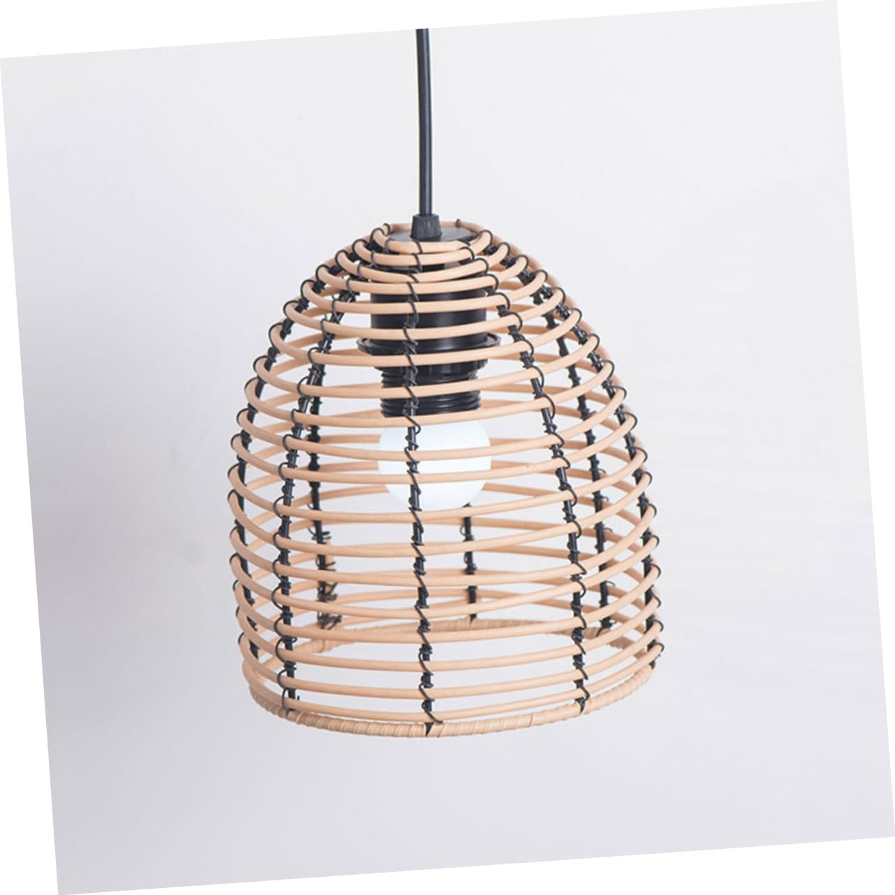 Rustic Woven Lampshade Imitation Rattan Pendant Light Cover for Hanging Fixtures Softens Lightweight Design
