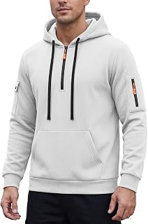 Mens Tactical Hoodies Sweatshirts with Pockets 1/4 Zip Hoodie Fall