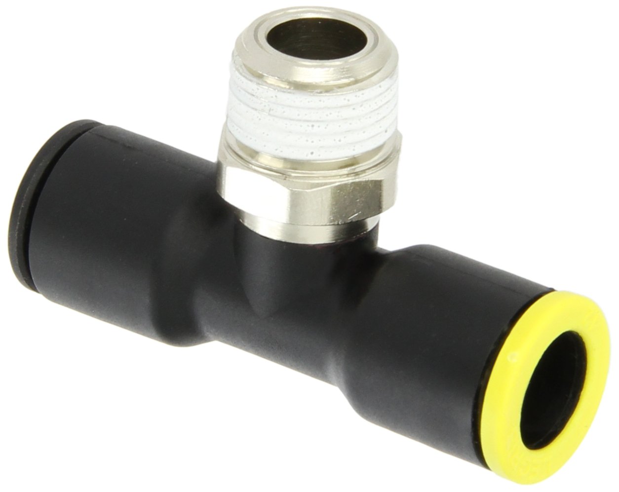 Legris 3108 10 22 Nylon & Nickel-Plated Brass Push-to-Connect Fitting, Branch Tee, 10 mm Tube OD x 1/2" NPT Male