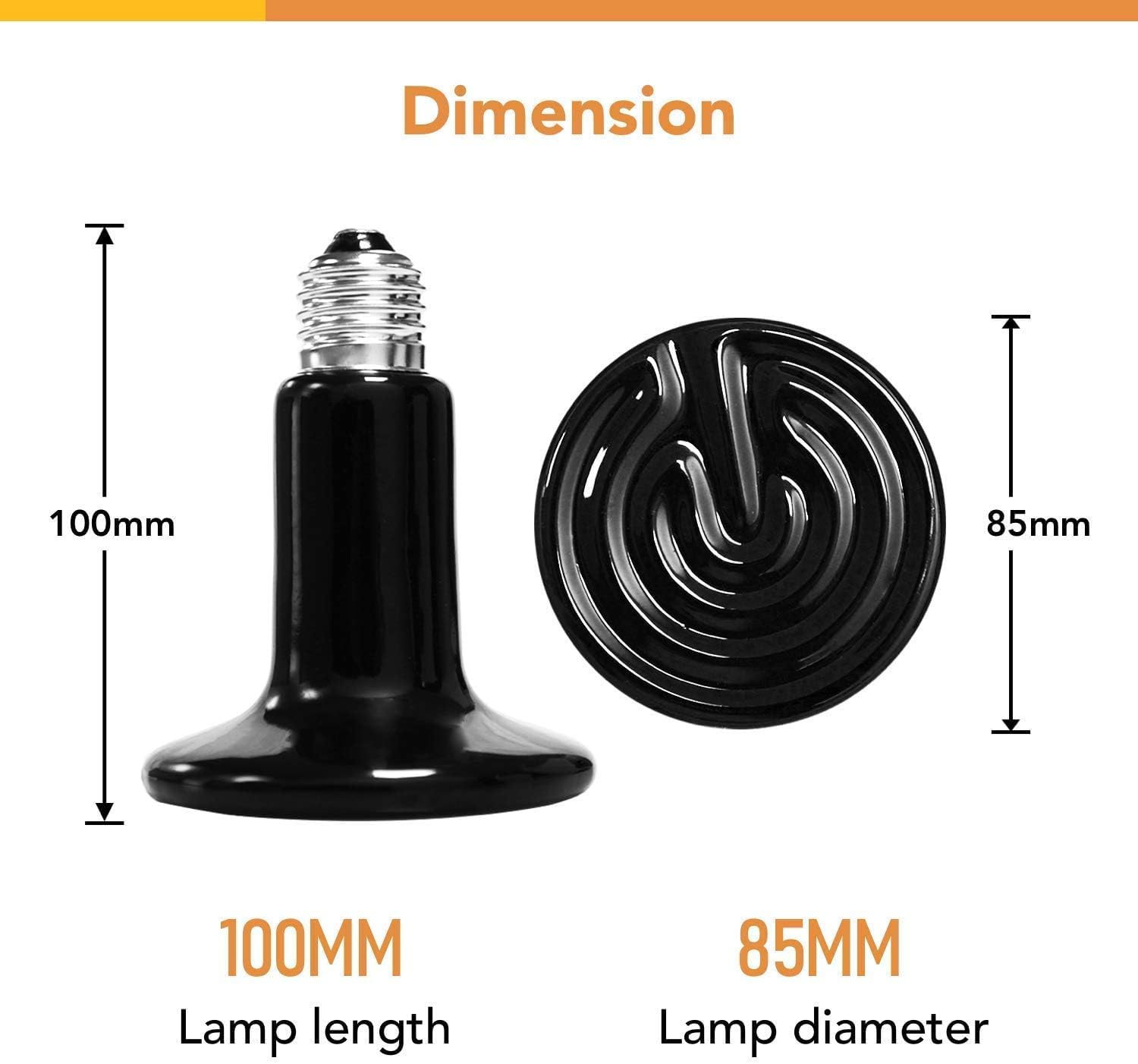 simple deluxe 100w reptile ceramic heat lamp bulb and 150w clamp light with 8.5 inch reflector for amphibian pet, silver 2024 version 100w bulb+clamp light silver 2024 version