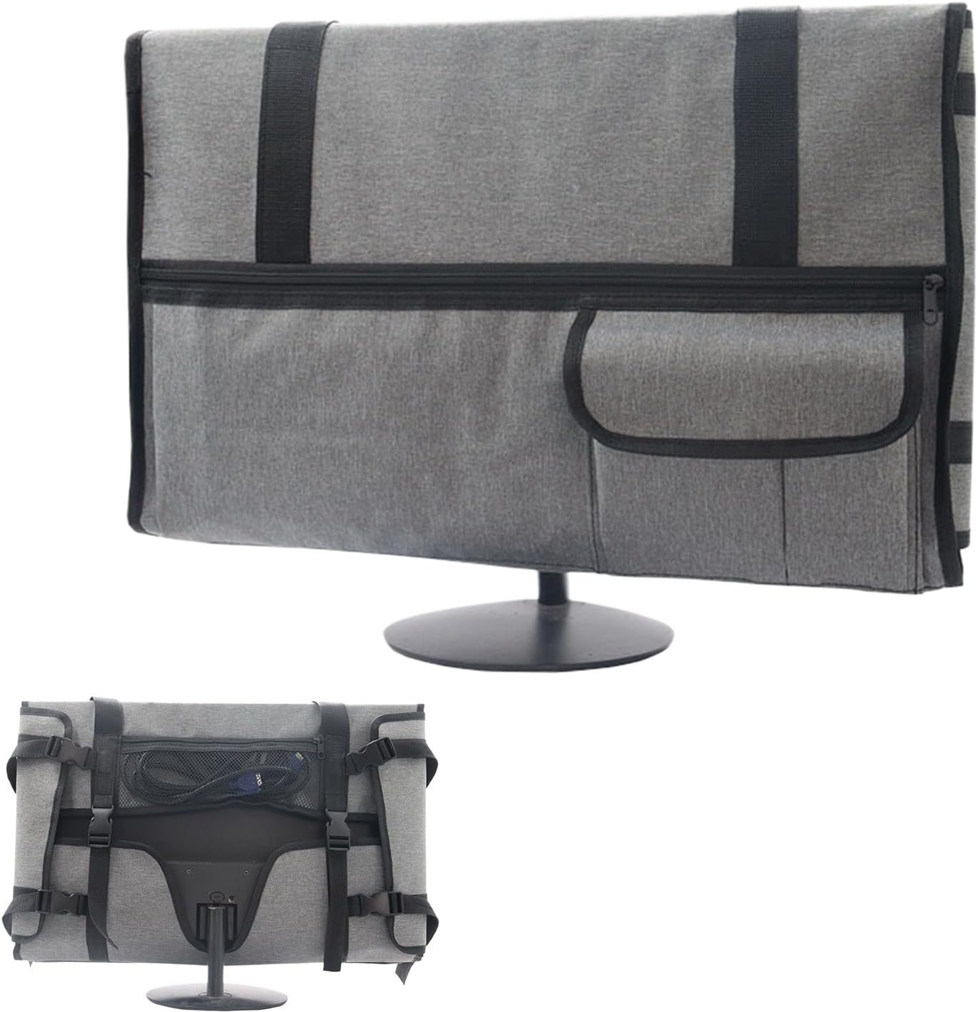 Portable Monitor Case - Portable Protective Monitor Bag Dust Covers - Protective Dust Covers with Flannel Lining Adjustable Computer Accessories for Charger Earphone Wires Mice