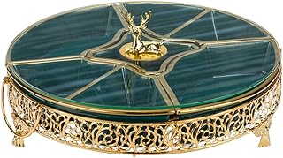 Countertop Fruit and Vegetable Basket Bowl Ceramic Dried Fruit Tray Storage Box Living Room Candy Box Light Luxury with Lid Household Fruit Nut Snack Melon Seed Tray Table Centerpieces