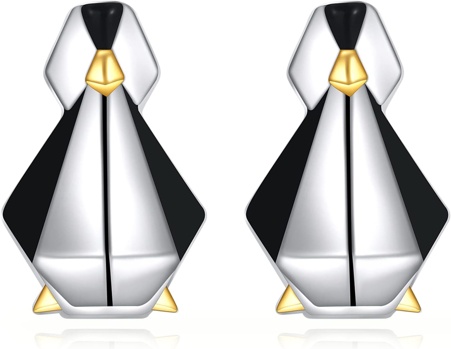 Origami Penguin Stud Earrings 925 Sterling Silver Animal Earrings Jewelry Gift for Women Girls