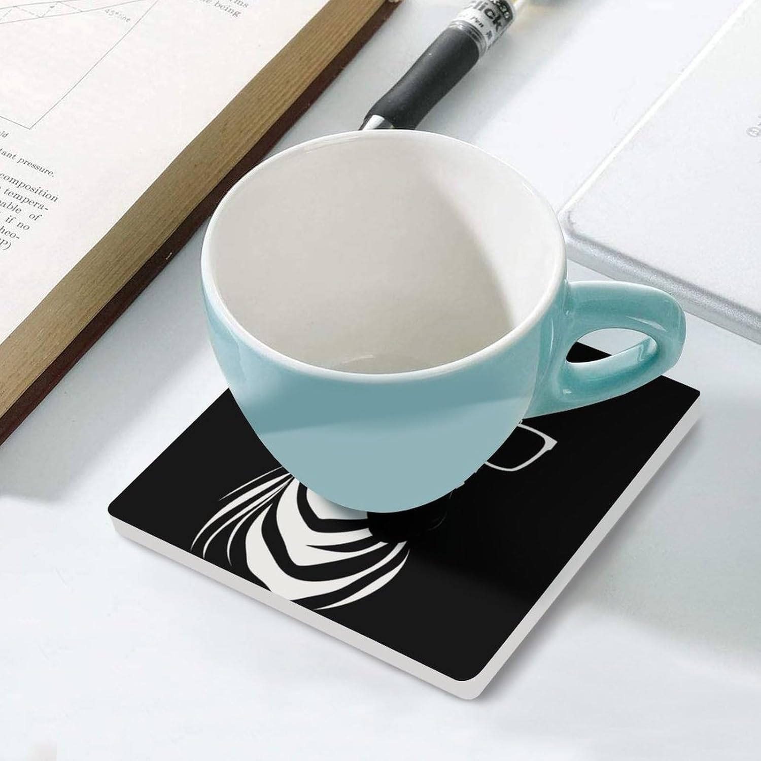 Cool Zebra Ceramic Coasters Set Square Drink Coasters Table Coaster for Kitchen Desktop Decor