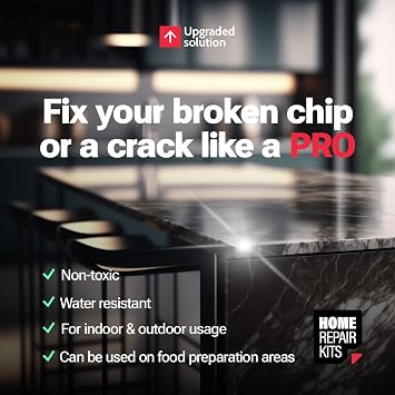 Granite, Marble, Quartz and Acrylic Repair Kit (Transparent/Transparent) - Suitable for Most Repairs I Also Cut Chips and Cracks for Tiles, Countertops, Fiberglass and Ceramic Surfaces in Minutes