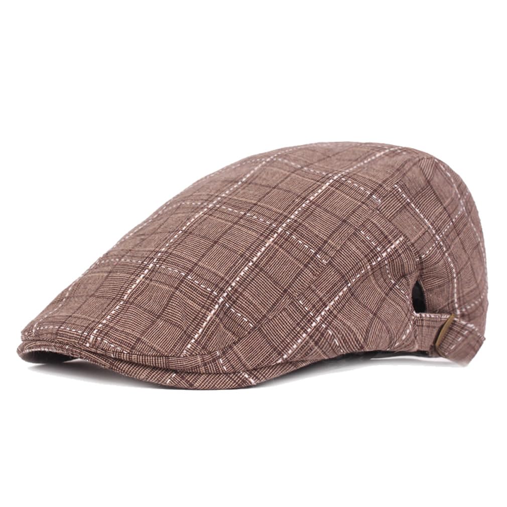 Quanhaigou Men's Cotton Flat Ivy Gatsby Newsboy Driving Hat Adjustable Irish Cabbie Ivy Driving Hunting Cap