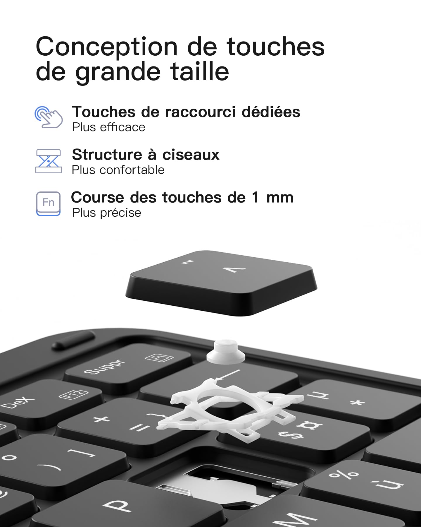 Inateck Étui Clavier Azerty Détachable pour Samsung Galaxy Tab S10 Lite/S10 FE/S9 FE 10,9"/S9 11", Clavier Bluetooth Magnétique avec Pavé Tactile, Portrait/Paysage, Support Stylet Intégré, N0064 Noir