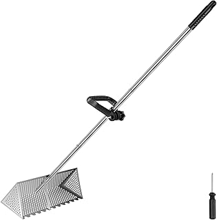 Sand Flea Rake 16-Inches Wide Basket 52” Long Handle Sand Sifter Stainless Steel Shark Tooth Sifter, 3 Pieces Assembly Handle for Collecting Fleas, Shark Teeth, and Seashells