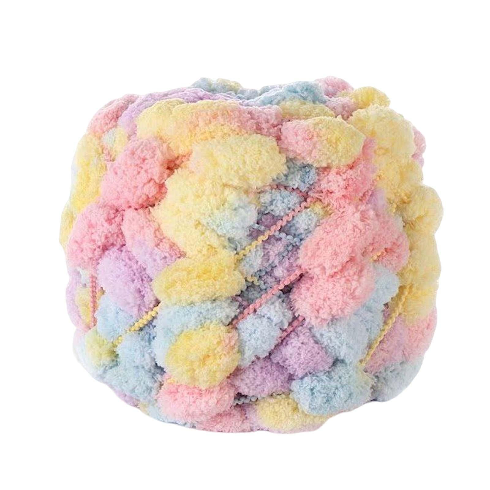 Pom Pom Chunky Yarn Arm Knitting Pillow Blanket Rug Making Hand Knit Garland Light Yellow Pink-image-16