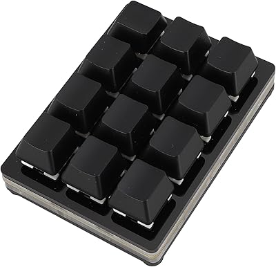 RGB Mini 12キーゲーミングキーボード USB C 有線マクロメカニカルキーパッド 赤軸 ショートカット カスタム ゲーミングキーボード PCキーパッド キーボードボード オフィスワークゲーム用 (ブラック)