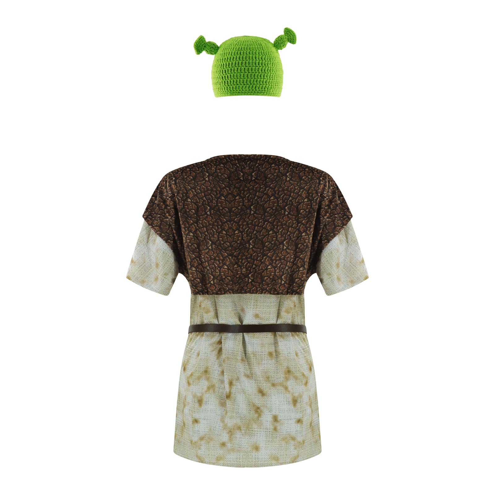 AYYOHON Green Ogre Costume Leather Vest Ears Hat Set Sublimated Halloween T Shirt Knitted Ears Beanie Adult Cosplay Outfits M - Image 4
